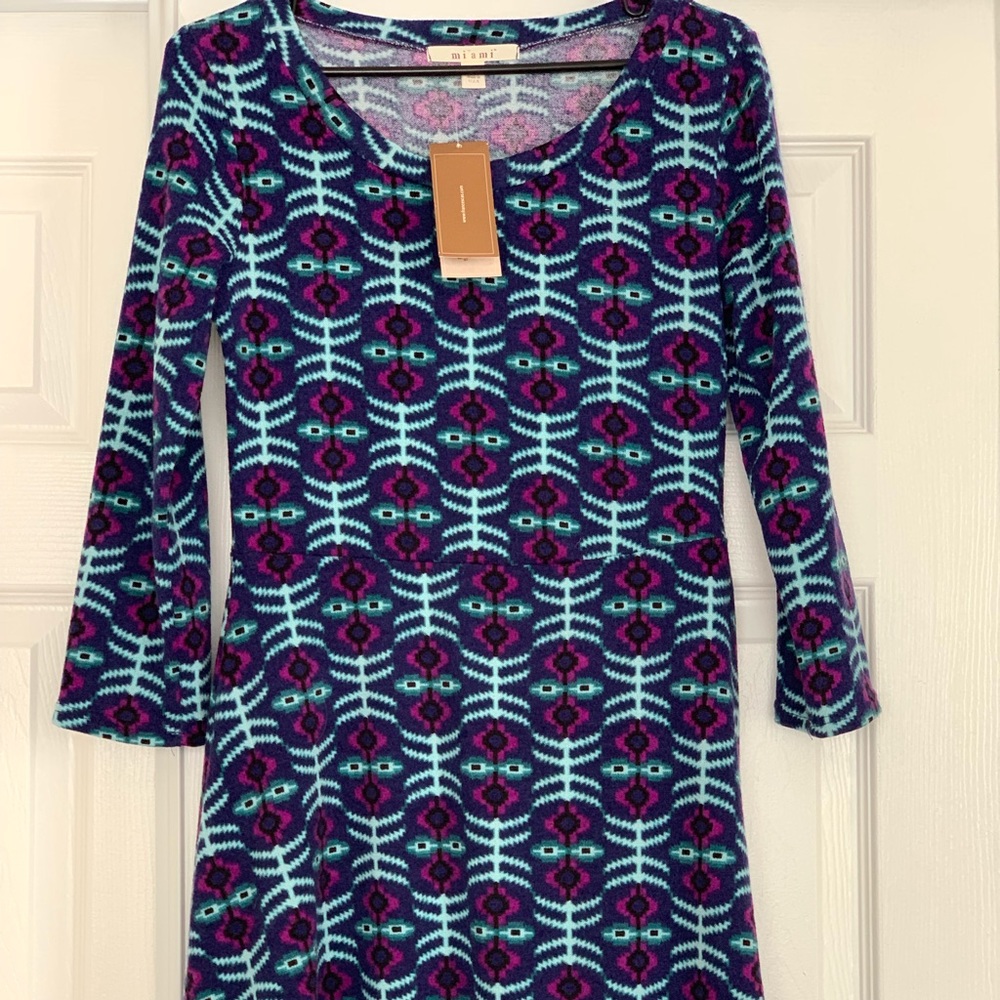 Never worn fit & flare dress in beautiful print